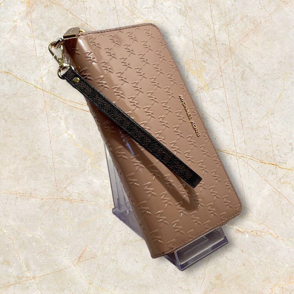 Michael Kors Jet Set SIGNATURE Travel Continental Wallet - Fawn/Gold  NWT - Picture 8 of 12
